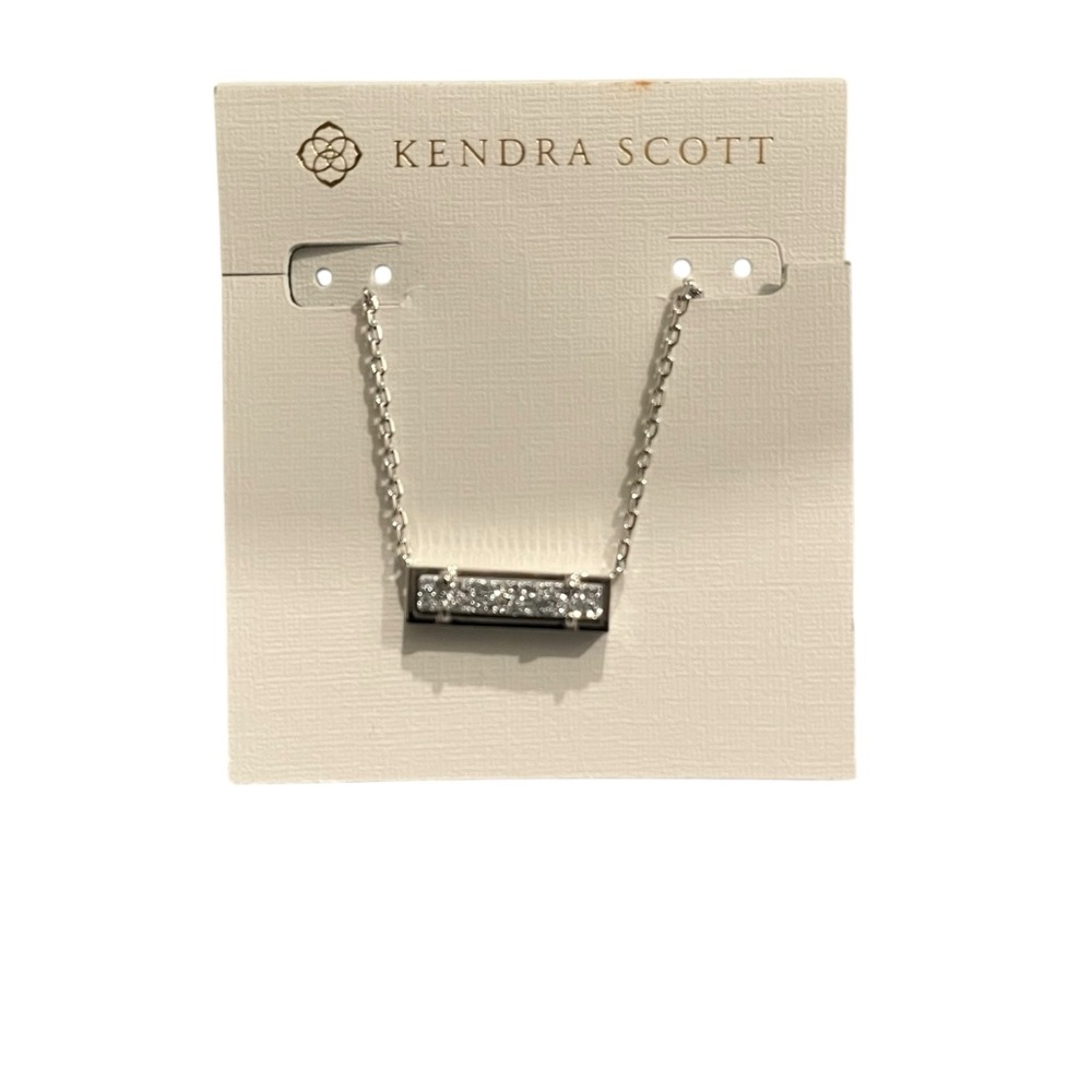 NWT, Kendra Scott Leanor Silver Short Pendant Necklace  in Platinum Drusy - Picture 8 of 12